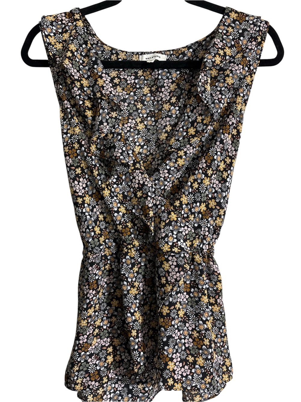 Max Studio Floral Faux Wrap Peplum Top - Picture 2 of 4